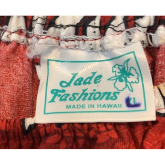 Jade Fashion Hawaiian Long 55” Aloha Dress Hibiscus Red & White Size XL READ EUC - Picture 4 of 4